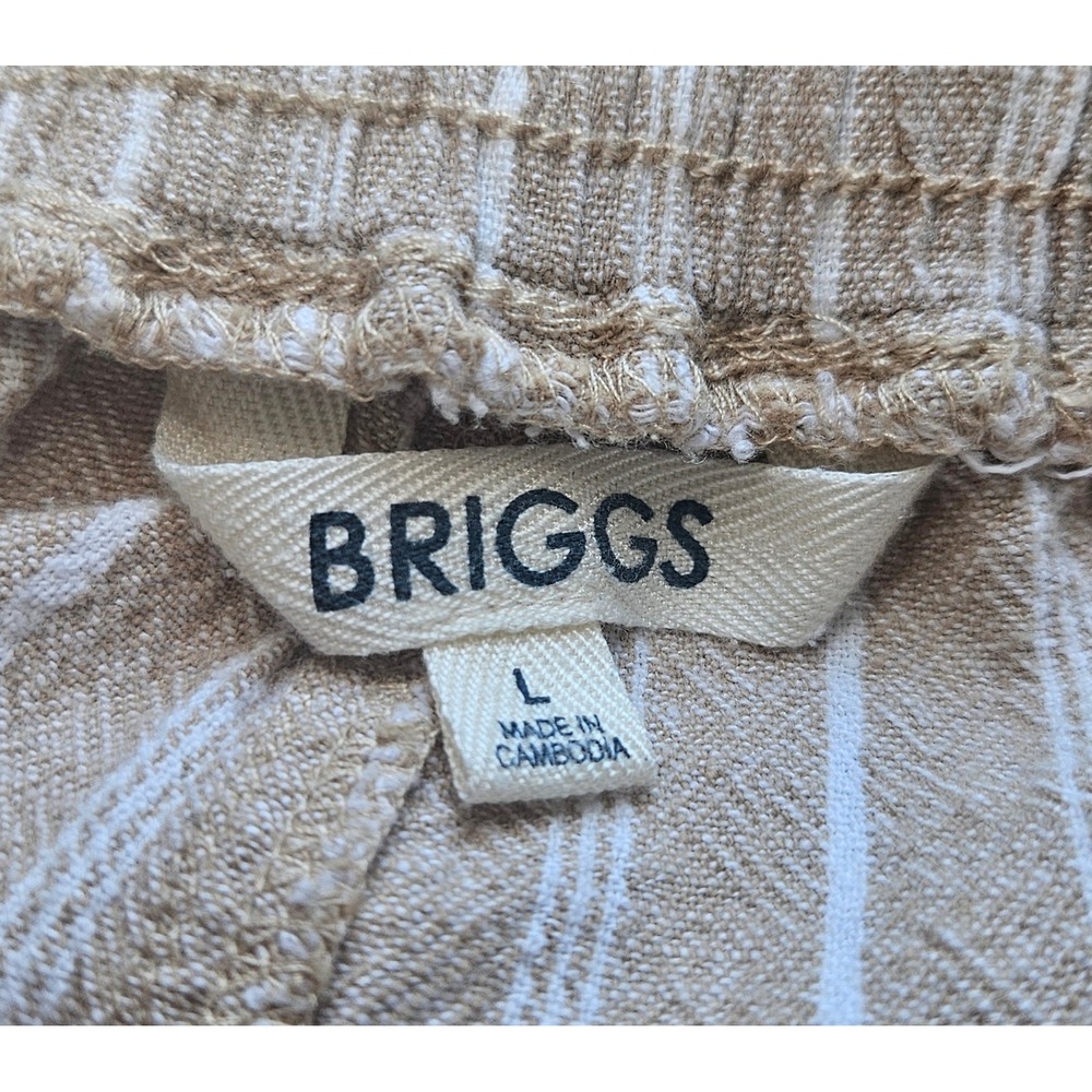 Briggs New York Womens Linen Blend Pull-On Wide Leg Pants Beige Striped Large - Picture 4 of 9
